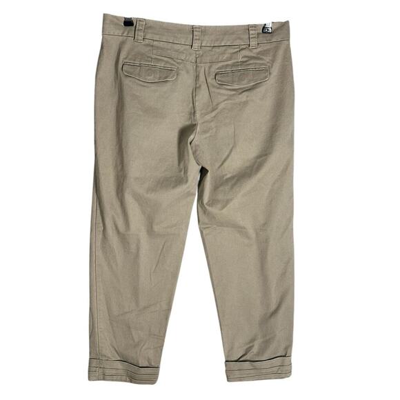 Cartonnier Sz 4 Crop Cuffed Pleated Chinos Khaki Stretchy Trouser Neutral Anthro - Picture 2 of 11